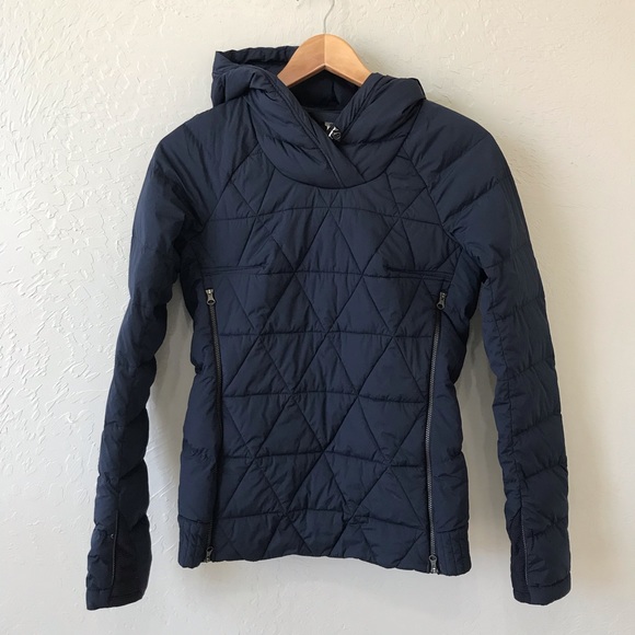 lululemon athletica Jackets & Blazers - Lululemon Fluffed Up Pullover Hooded Jacket Blue Goose Down